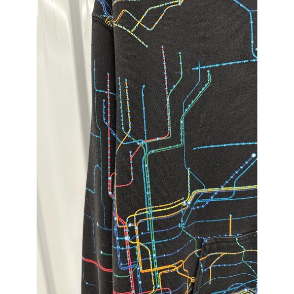Y2K DC Shoes Subway Map Hoodie | Rare Neon Graphic Zip Up Size Medium - Picture 5 of 6